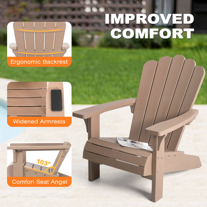 Folding Adirondack Chair, Plastic Fire Pit Chairs, Patio Chair Weather Resistant, Outdoor Chair, Lawn Chair with Widened Armrests