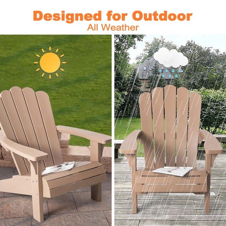 Folding Adirondack Chair, Plastic Fire Pit Chairs, Patio Chair Weather Resistant, Outdoor Chair, Lawn Chair with Widened Armrests