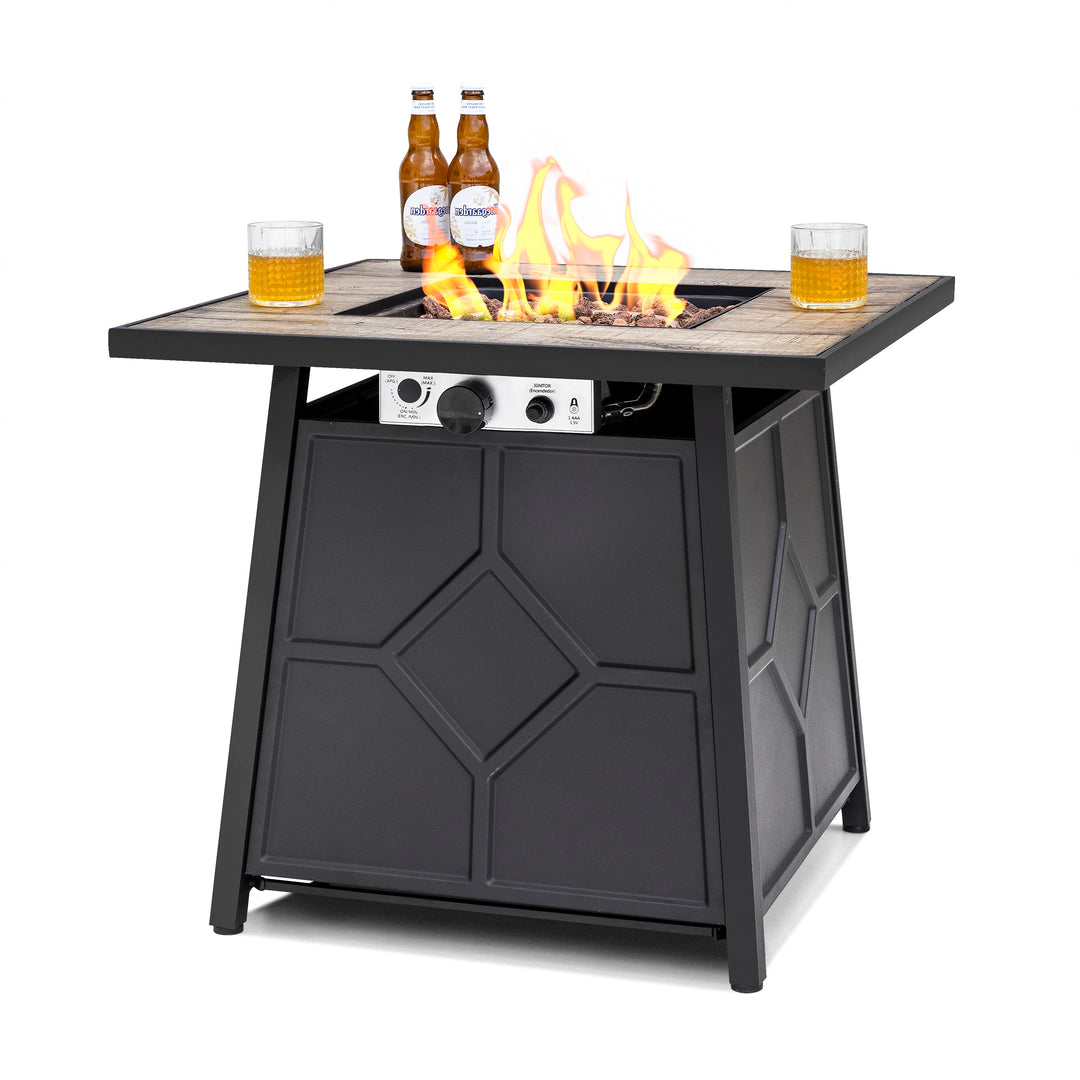 Outdoor 28 Inch 40,000 BTU Propane Gas Fire Pit Table with Cover