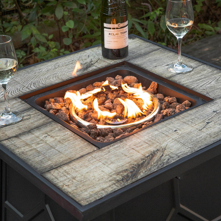 Outdoor 28 Inch 40,000 BTU Propane Gas Fire Pit Table with Cover