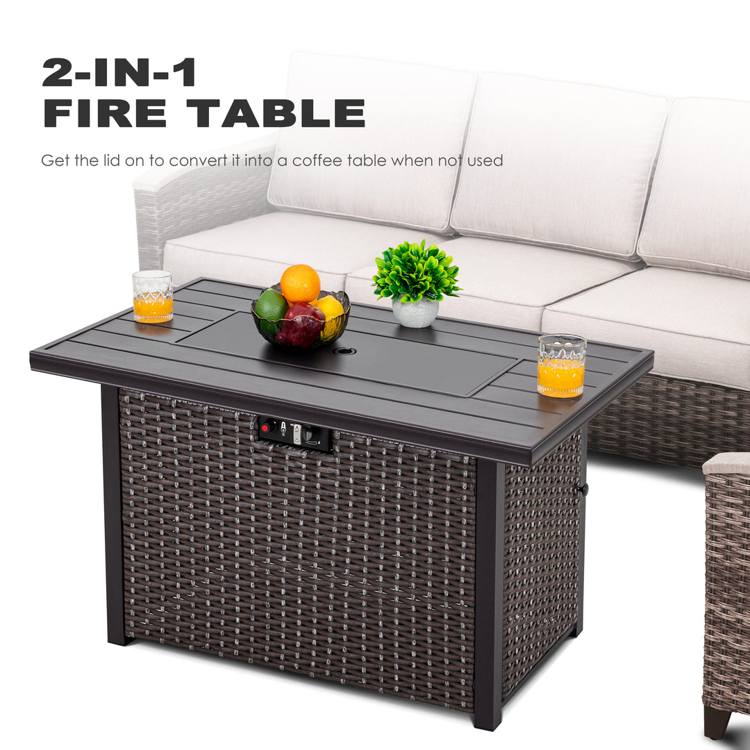 43-inch Rattan Gas Fire Pit Table