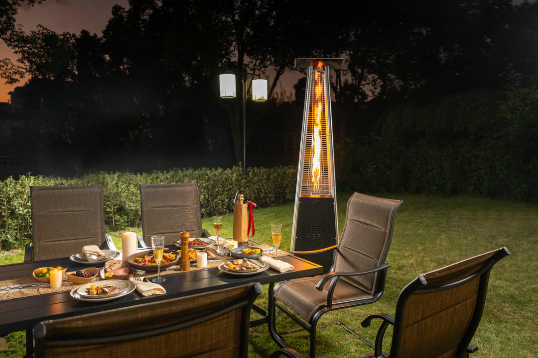 48,000 BTU Pyramid Propane Gas Patio Heater with Wheels, Removable