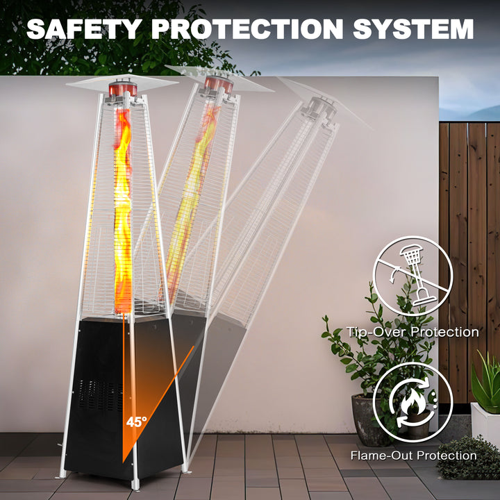 48,000 BTU Pyramid Propane Gas Patio Heater with Wheels, Removable Iron Heater with Quartz Glass Tube for Patio, Backyard, Garden, Porch, Black
