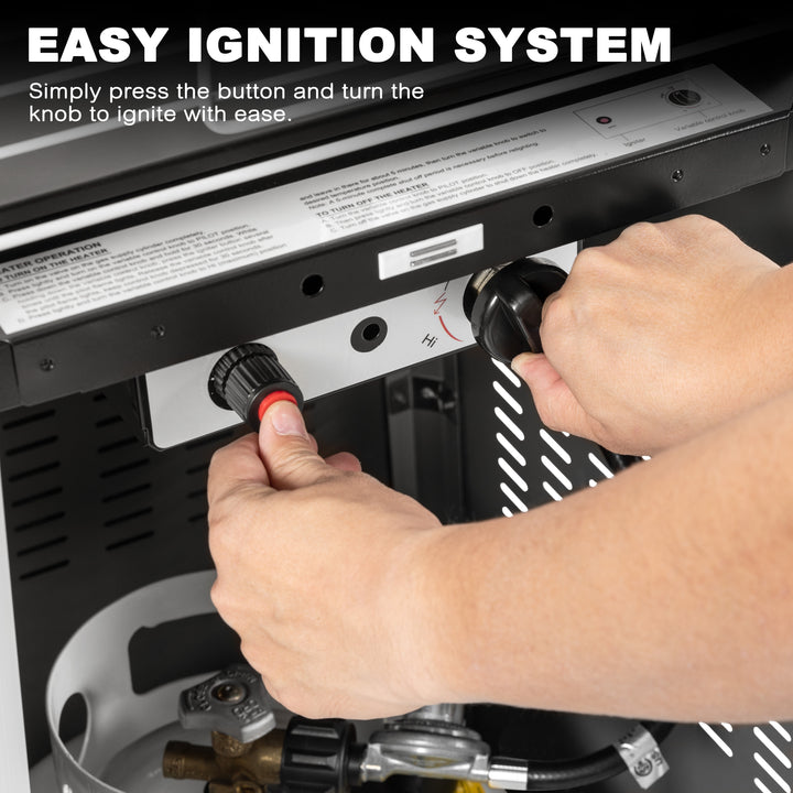 48,000 BTU Pyramid Propane Gas Patio Heater with Wheels, Removable Iron Heater with Quartz Glass Tube for Patio, Backyard, Garden, Porch, Black