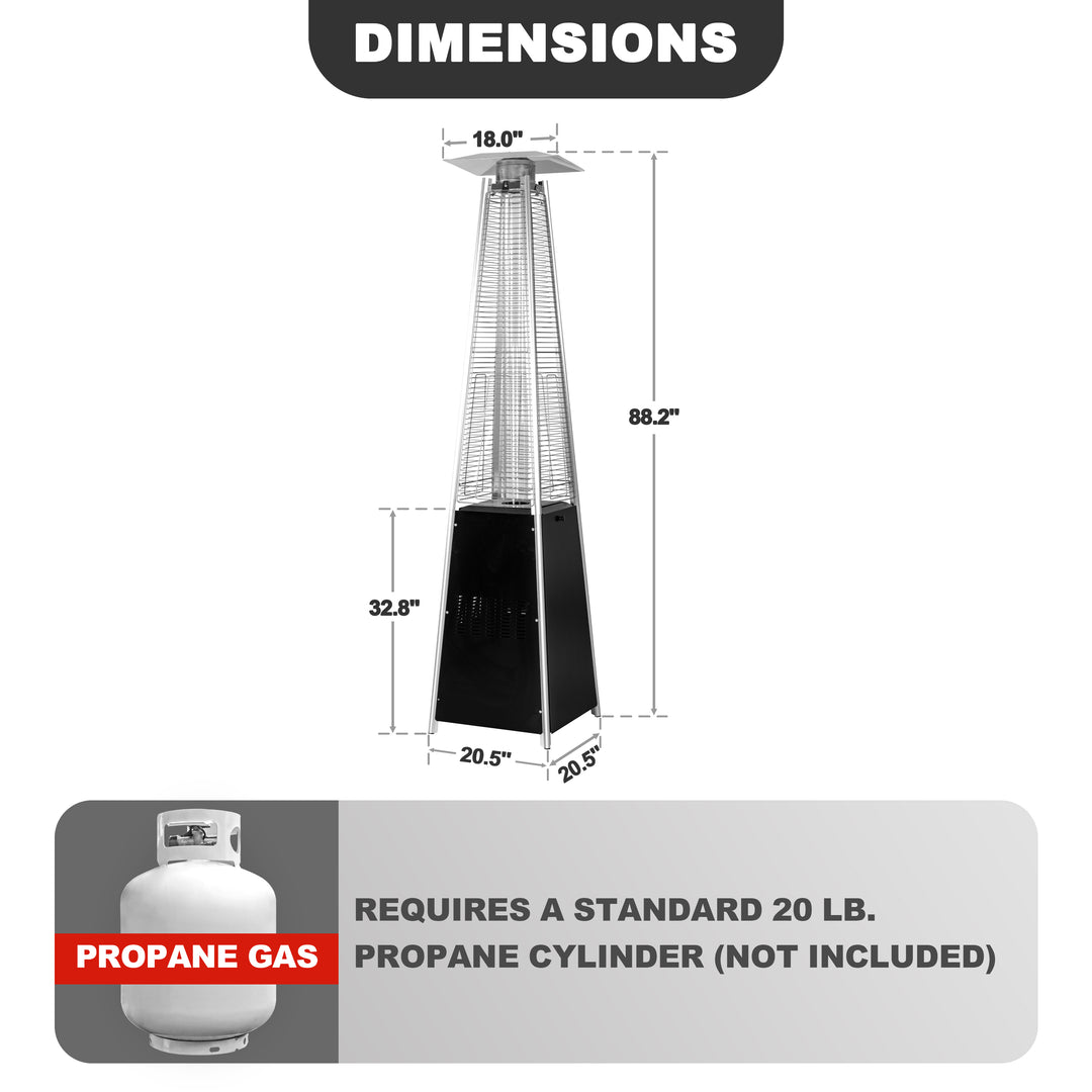 Outdoor 48,000 BTU Pyramid Propane Patio Heater with Wheels, ETL Certified