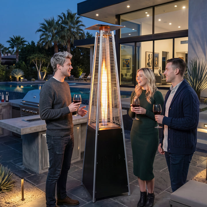 Outdoor 48,000 BTU Pyramid Propane Patio Heater with Wheels, ETL Certified