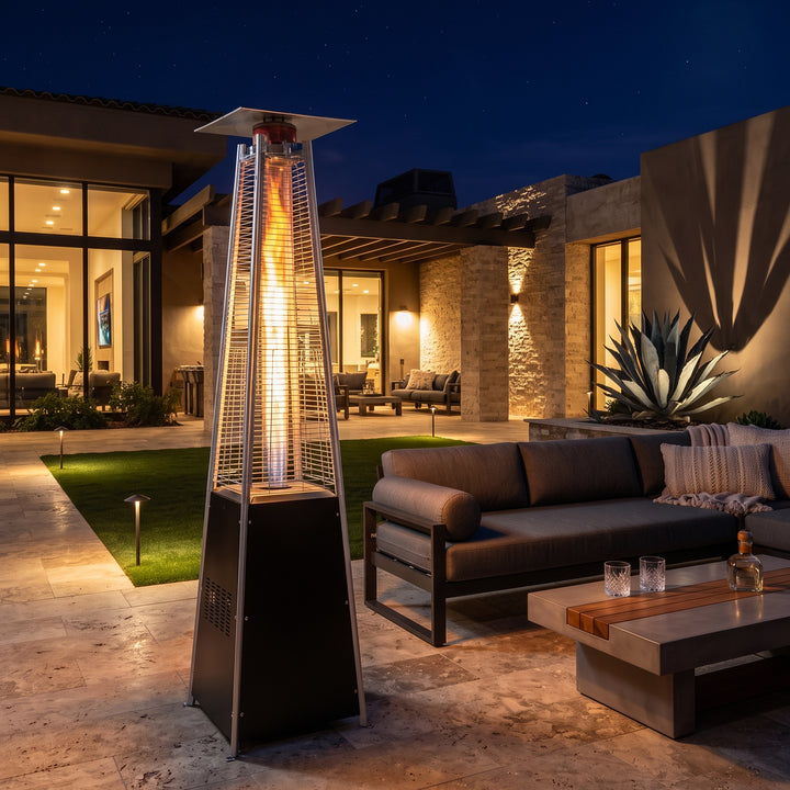 Outdoor 48,000 BTU Pyramid Propane Patio Heater with Wheels, ETL Certified
