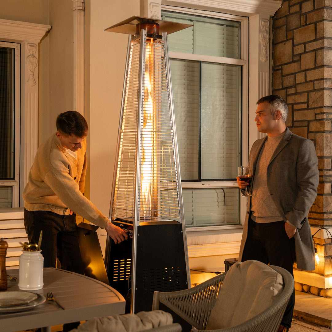 Outdoor 48,000 BTU Pyramid Propane Patio Heater with Wheels, ETL Certified
