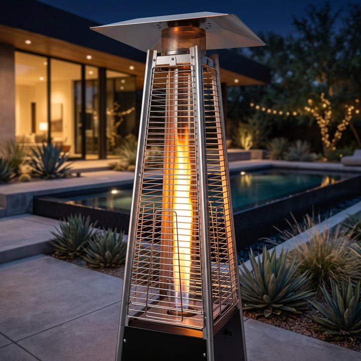 Outdoor 48,000 BTU Pyramid Propane Patio Heater with Wheels, ETL Certified