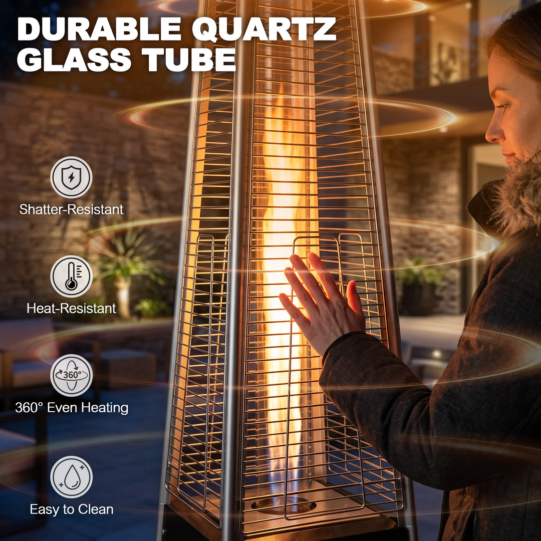 Outdoor 48,000 BTU Pyramid Propane Patio Heater with Wheels, ETL Certified