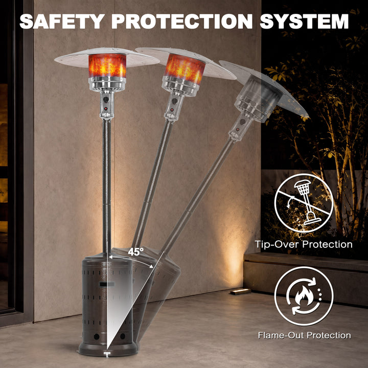 Outdoor Metal Propane Gas Patio Heater with Wheels, ETL Certification