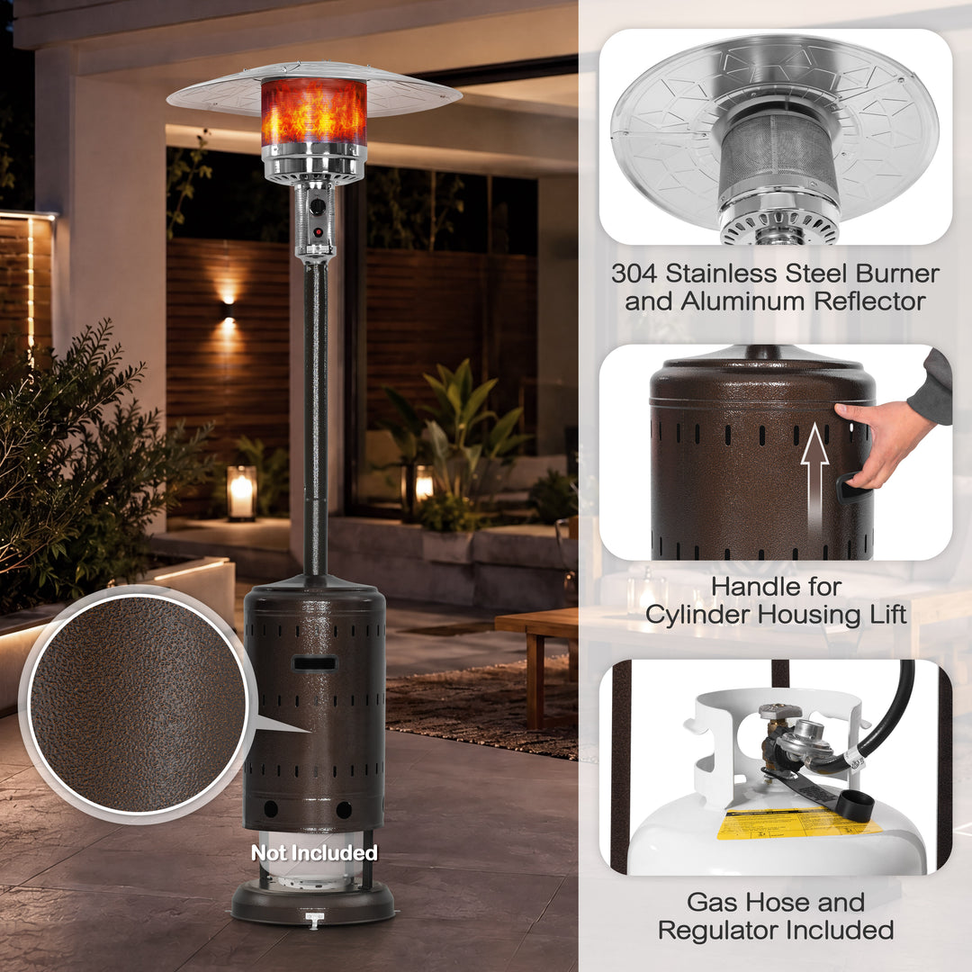 Outdoor Metal Propane Gas Patio Heater with Wheels, ETL Certification
