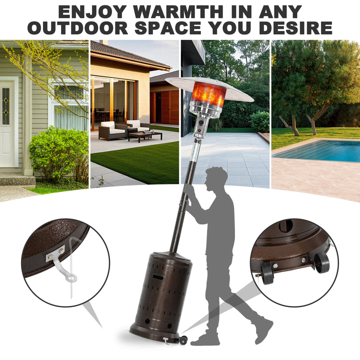 Outdoor Metal Propane Gas Patio Heater with Wheels, ETL Certification