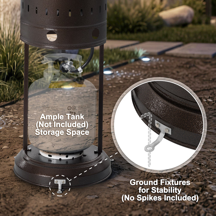 Outdoor Metal Propane Gas Patio Heater with Wheels, ETL Certification