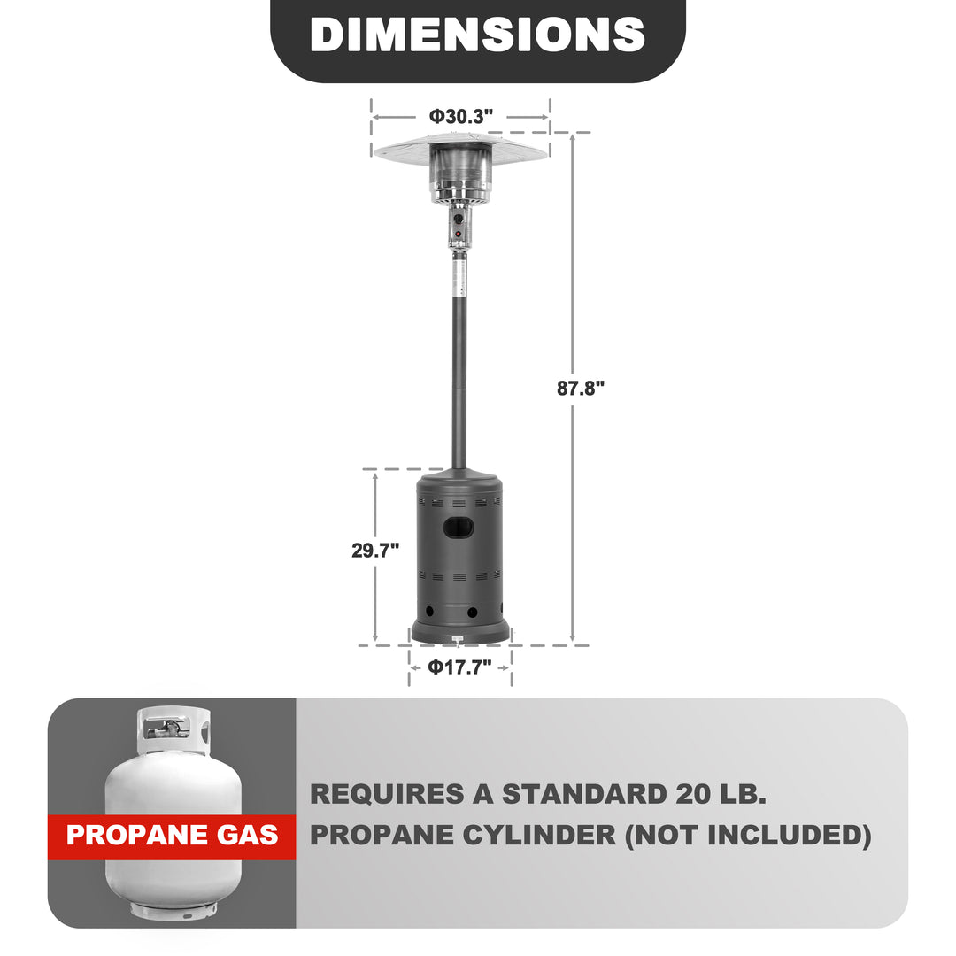 Powder-Coated Propane Gas Outdoor Heater with Wheels, ETL Certified