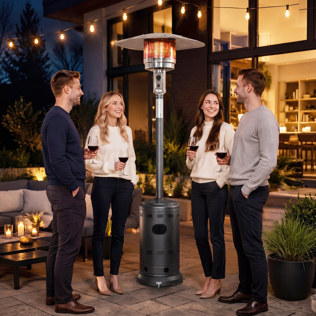 Powder-Coated Propane Gas Outdoor Heater with Wheels, ETL Certified