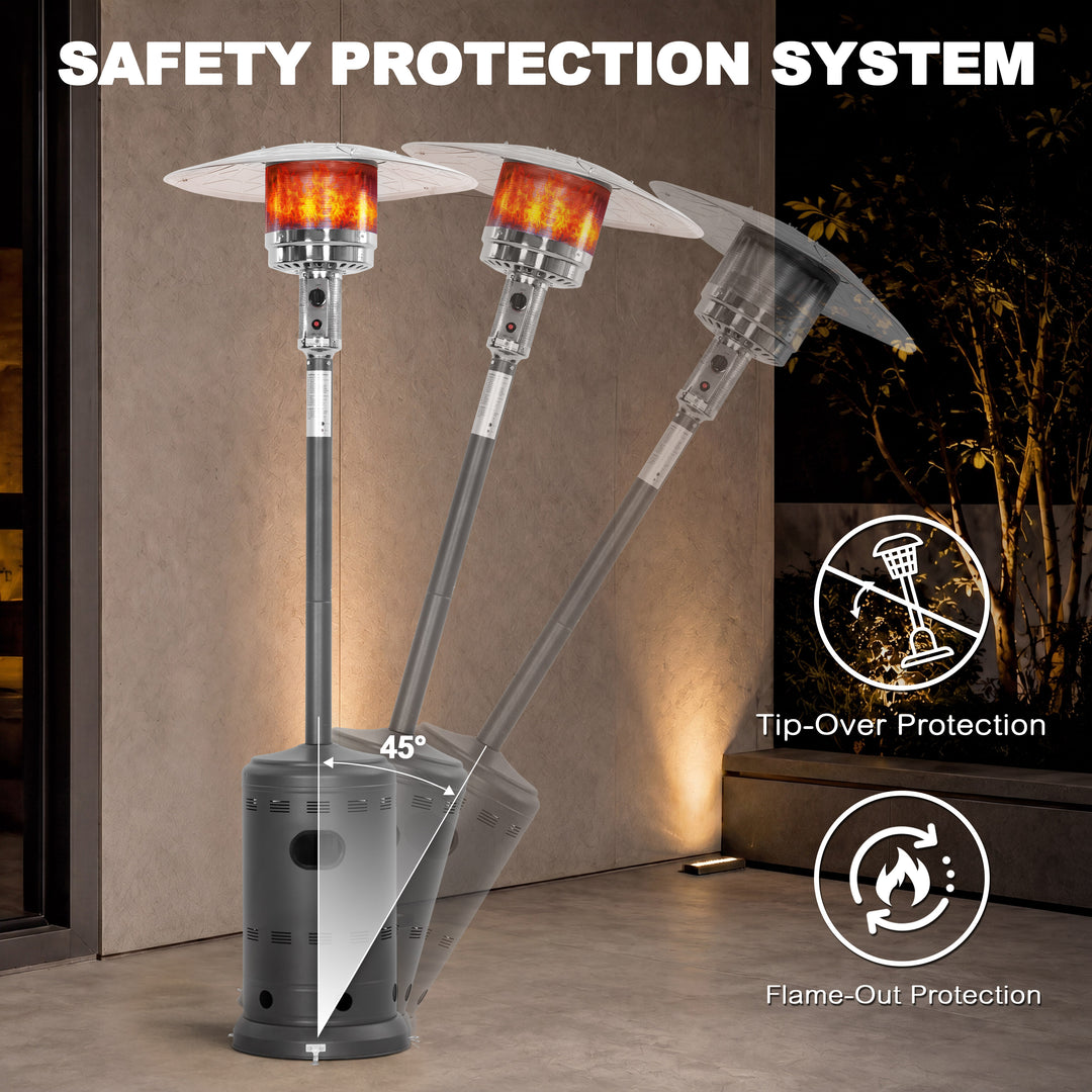 Powder-Coated Propane Gas Outdoor Heater with Wheels, ETL Certified