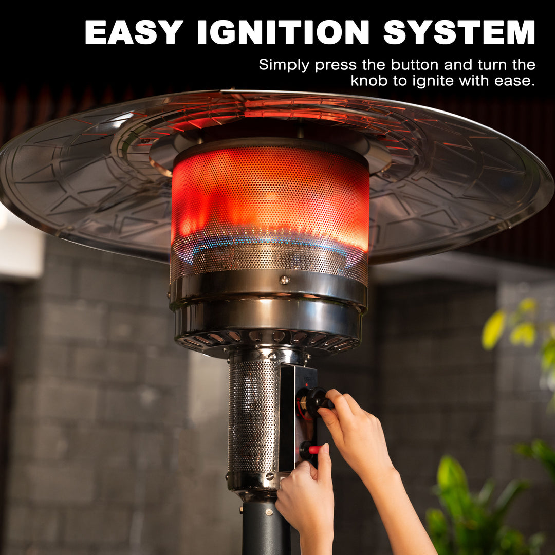 Powder-Coated Propane Gas Outdoor Heater with Wheels, ETL Certified