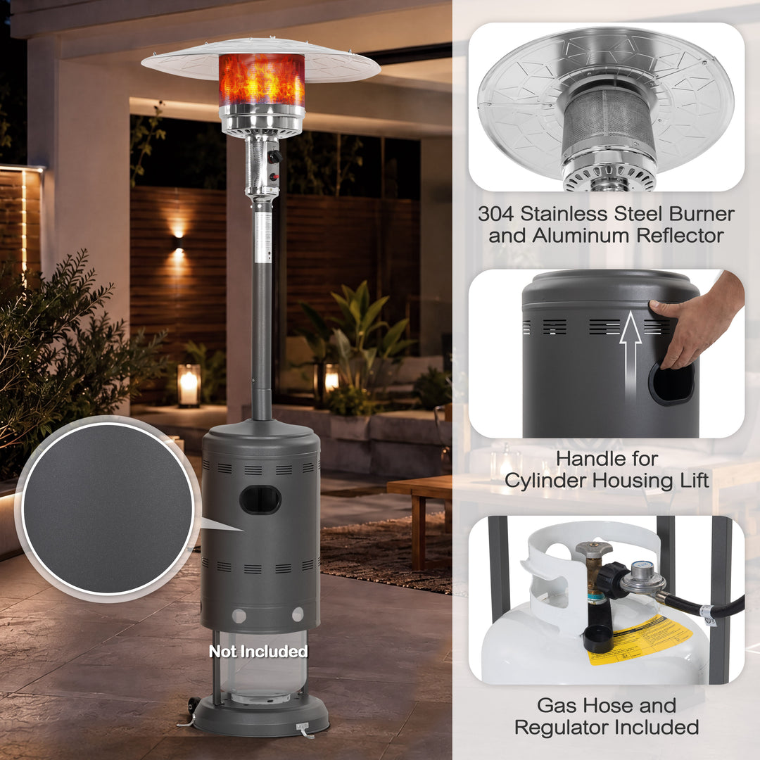 Powder-Coated Propane Gas Outdoor Heater with Wheels, ETL Certified