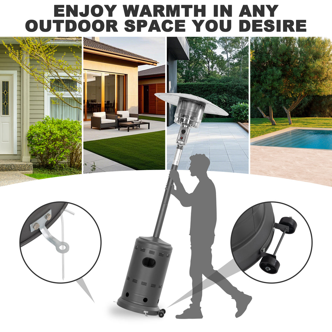 Powder-Coated Propane Gas Outdoor Heater with Wheels, ETL Certified