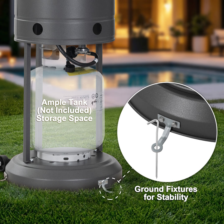 Powder-Coated Propane Gas Outdoor Heater with Wheels, ETL Certified