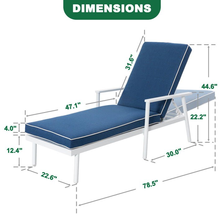 Outdoor 2-Piece Aluminum Lounge Chairs with 6-Level Adjustment