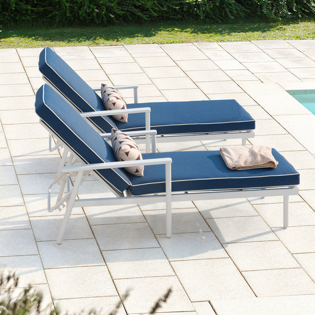 Outdoor 2-Piece Aluminum Lounge Chairs with 6-Level Adjustment