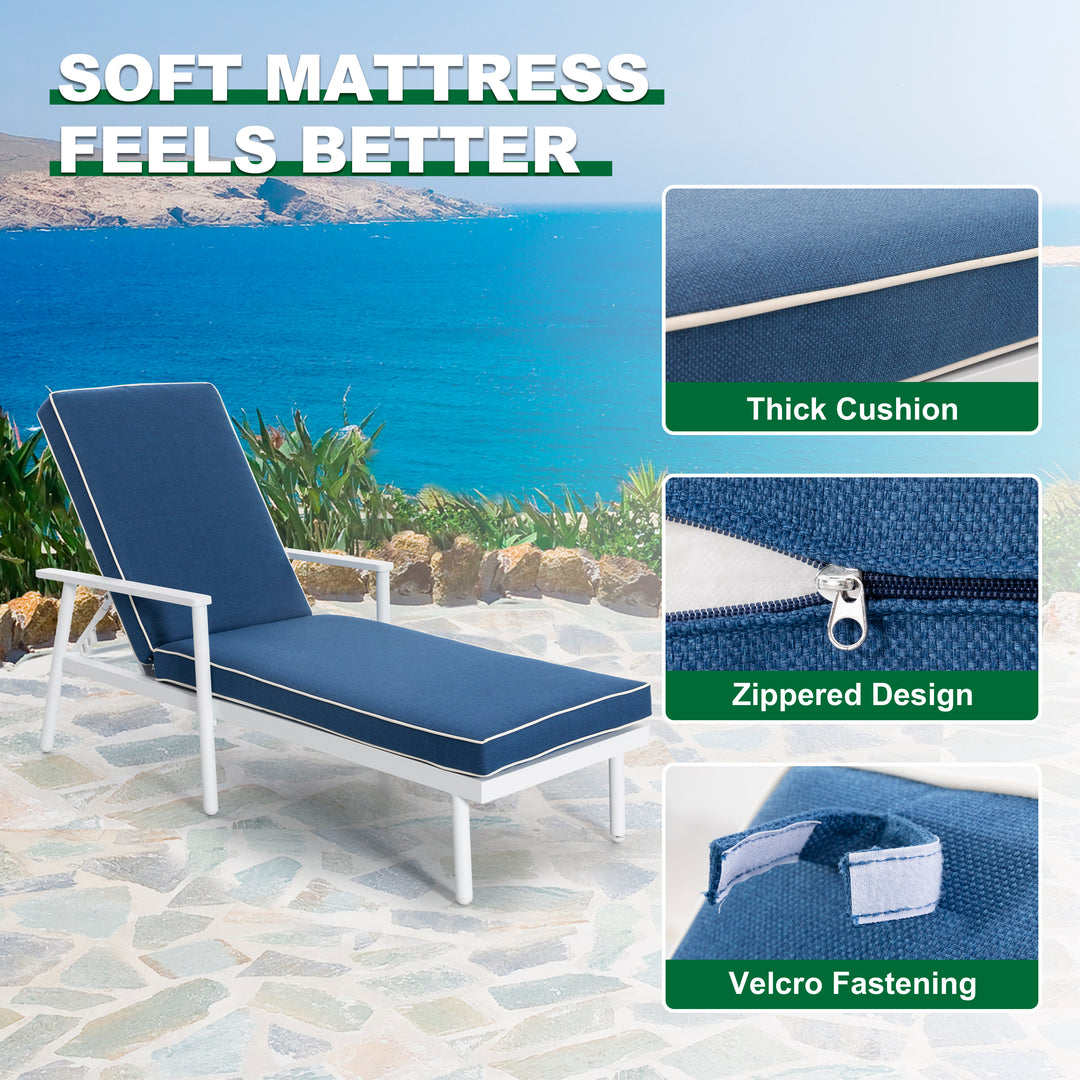 Outdoor 2-Piece Aluminum Lounge Chairs with 6-Level Adjustment