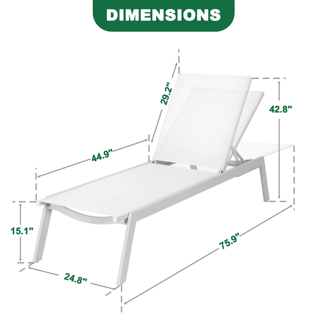 Outdoor 2-Piece Textilene Deckchair Set with 6-Level Adjustment