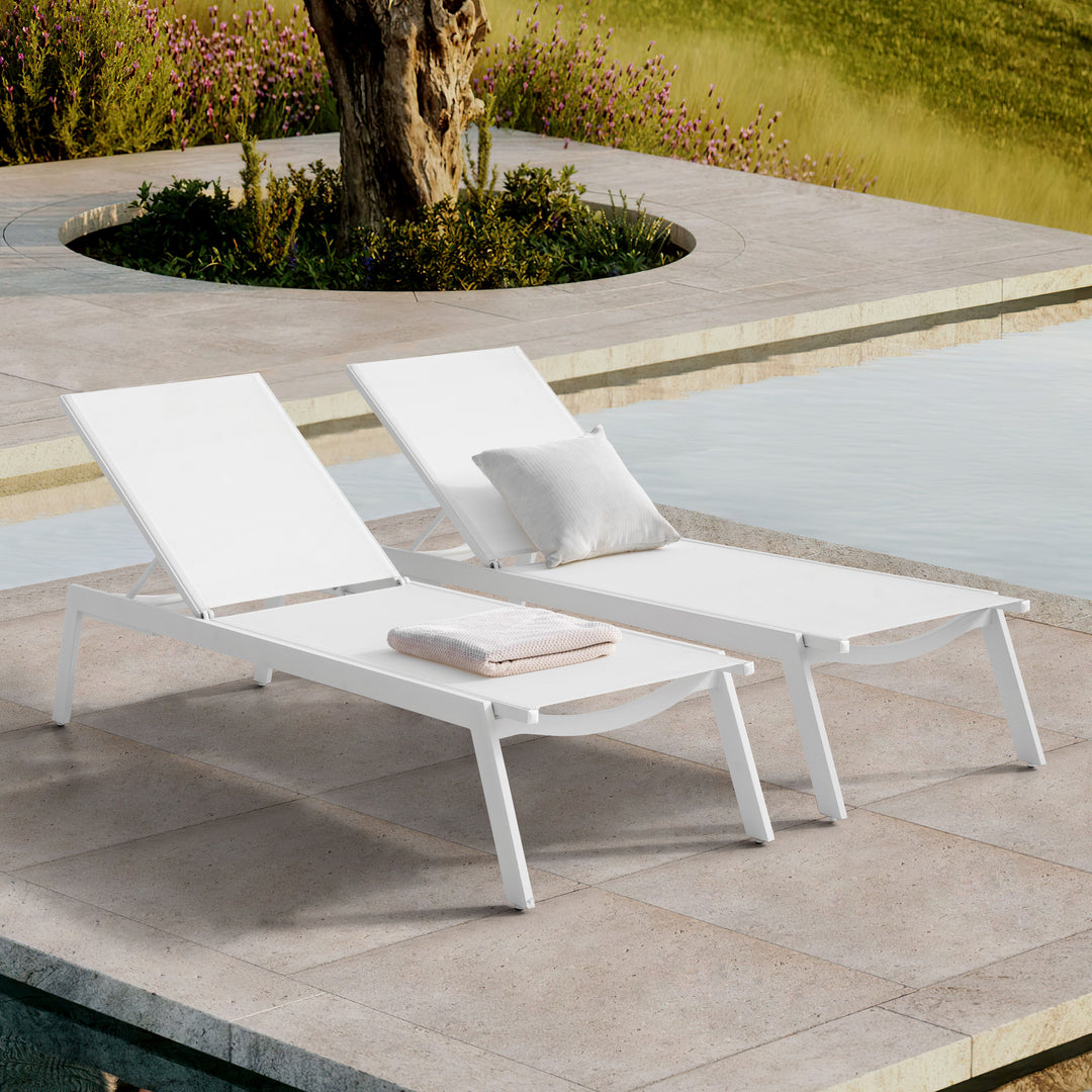 Outdoor 2-Piece Textilene Deckchair Set with 6-Level Adjustment