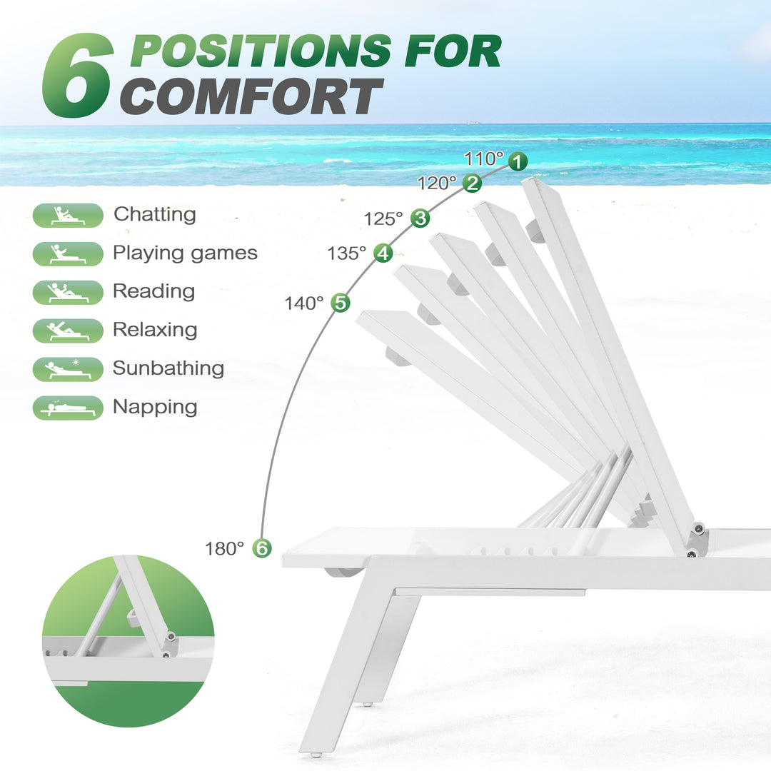 Outdoor 2-Piece Textilene Deckchair Set with 6-Level Adjustment