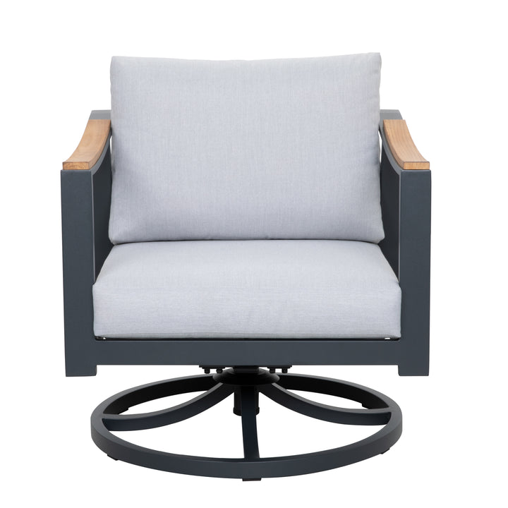 Outdoor 2-Piece Swivel Rocking Chairs with 4" Gray Zippered Cushions