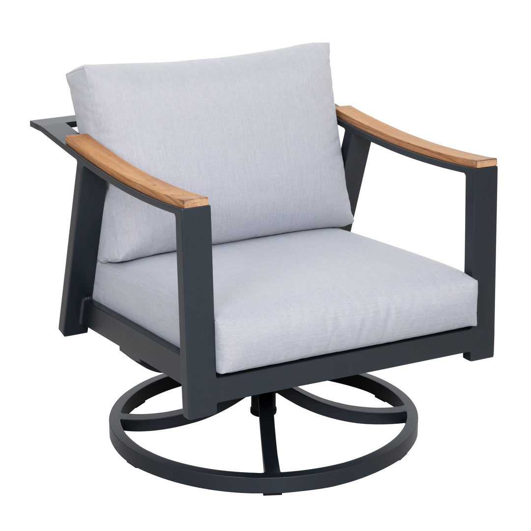 Outdoor 2-Piece Swivel Rocking Chairs with 4" Gray Zippered Cushions