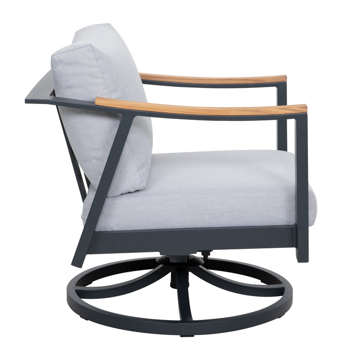 Outdoor 2-Piece Swivel Rocking Chairs with 4" Gray Zippered Cushions