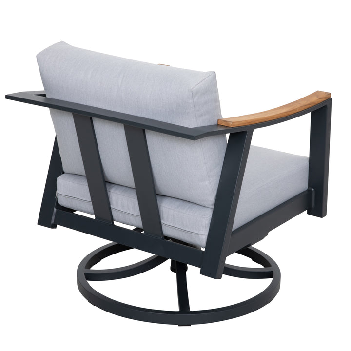 Outdoor 2-Piece Swivel Rocking Chairs with 4" Gray Zippered Cushions