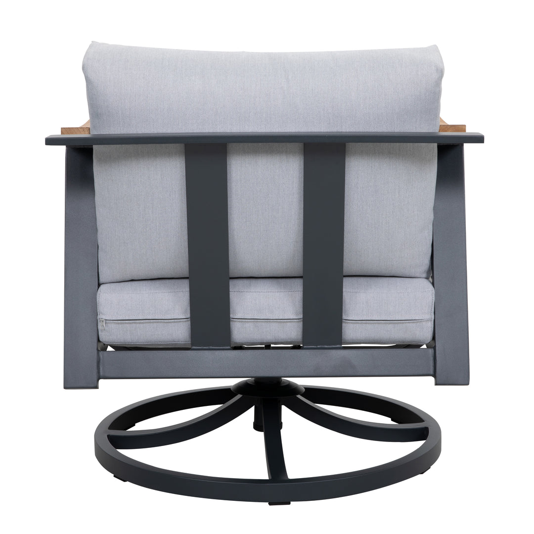 Outdoor 2-Piece Swivel Rocking Chairs with 4" Gray Zippered Cushions