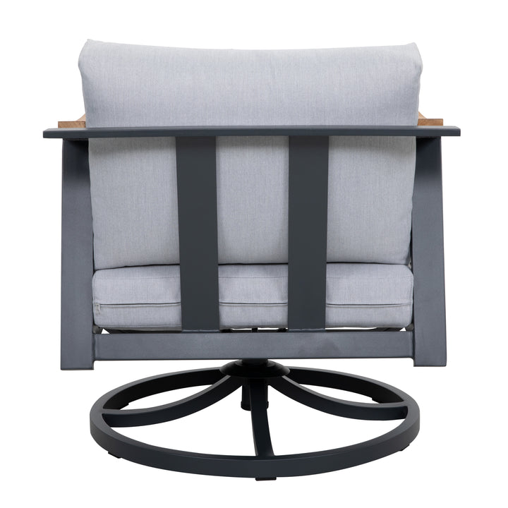 Outdoor 2-Piece Swivel Rocking Chairs with 4" Gray Zippered Cushions