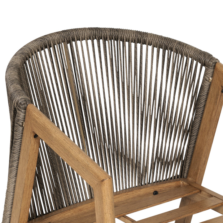 Patio Time Wood-Grain Aluminum & Wicker Patio Chairs with Cushions Set of 2