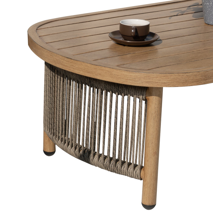 Patio Time 4-Piece Wood-Grain Aluminum & Wicker Conversation Furniture Set