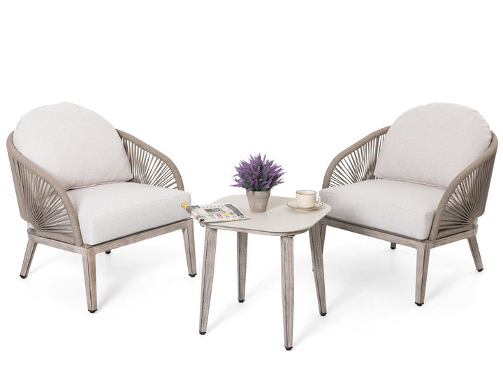 Patio Time 3-Piece Aluminum Patio Balcony Set with 20’’ Square Table for 2