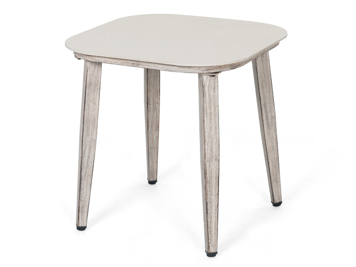 Patio Time 20’’ Square Coffee Table with Wood-Grain Aluminum Frame
