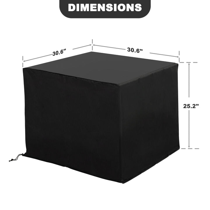 31" x 31" x 25" Square Outdoor Fire Pit Cover with PVC Coating, Drawstring