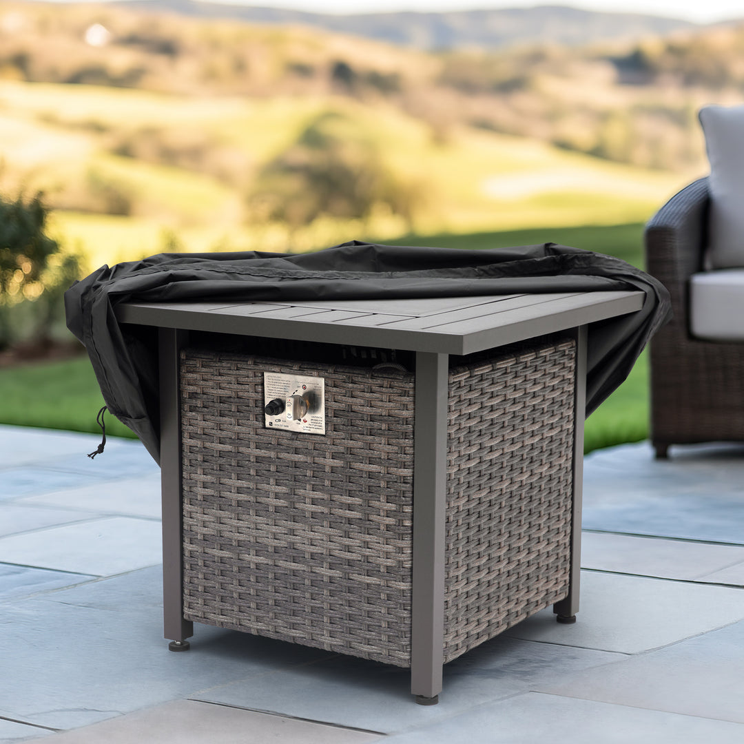 31" x 31" x 25" Square Outdoor Fire Pit Cover with PVC Coating, Drawstring