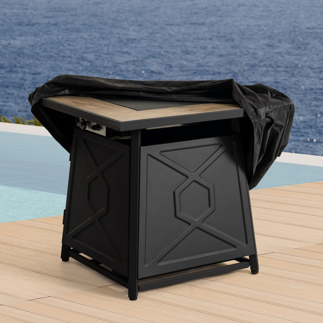 Square Fire Pit Table Cover, Water-Resistant Oxford Cover with PVC Coating
