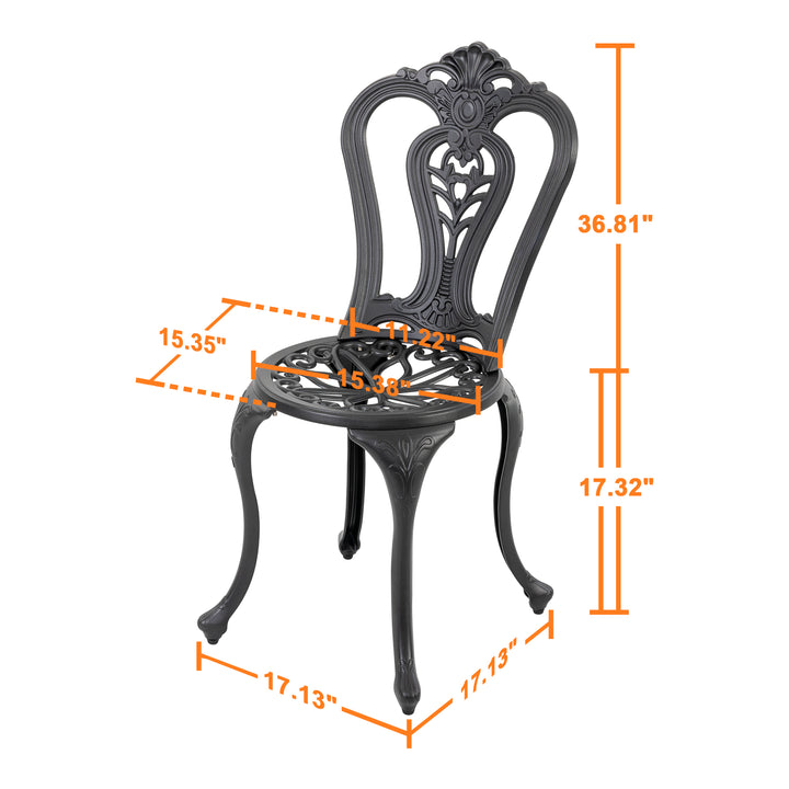 Outdoor 2-Piece Patio Chair Set, Cast Aluminum, Black with Gold Speckles