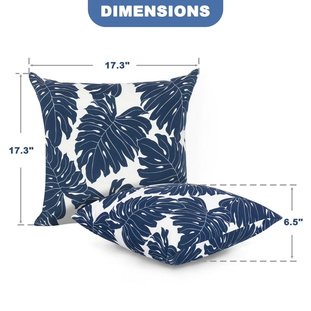 Outdoor Patio Water-Resistant Throw Pillows Set of 2, Palm Leaf Pattern