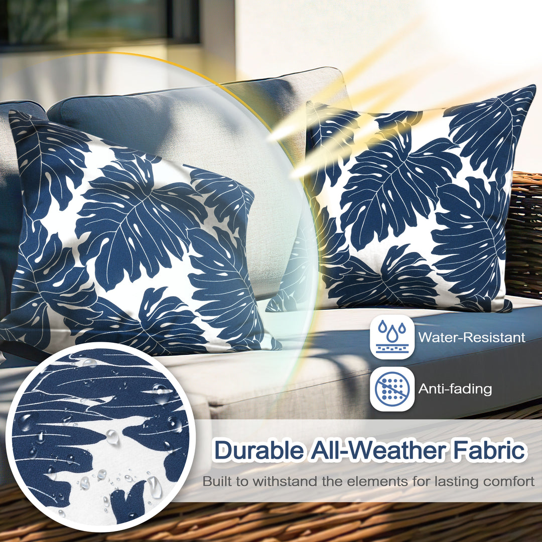 Outdoor Patio Water-Resistant Throw Pillows Set of 2, Palm Leaf Pattern