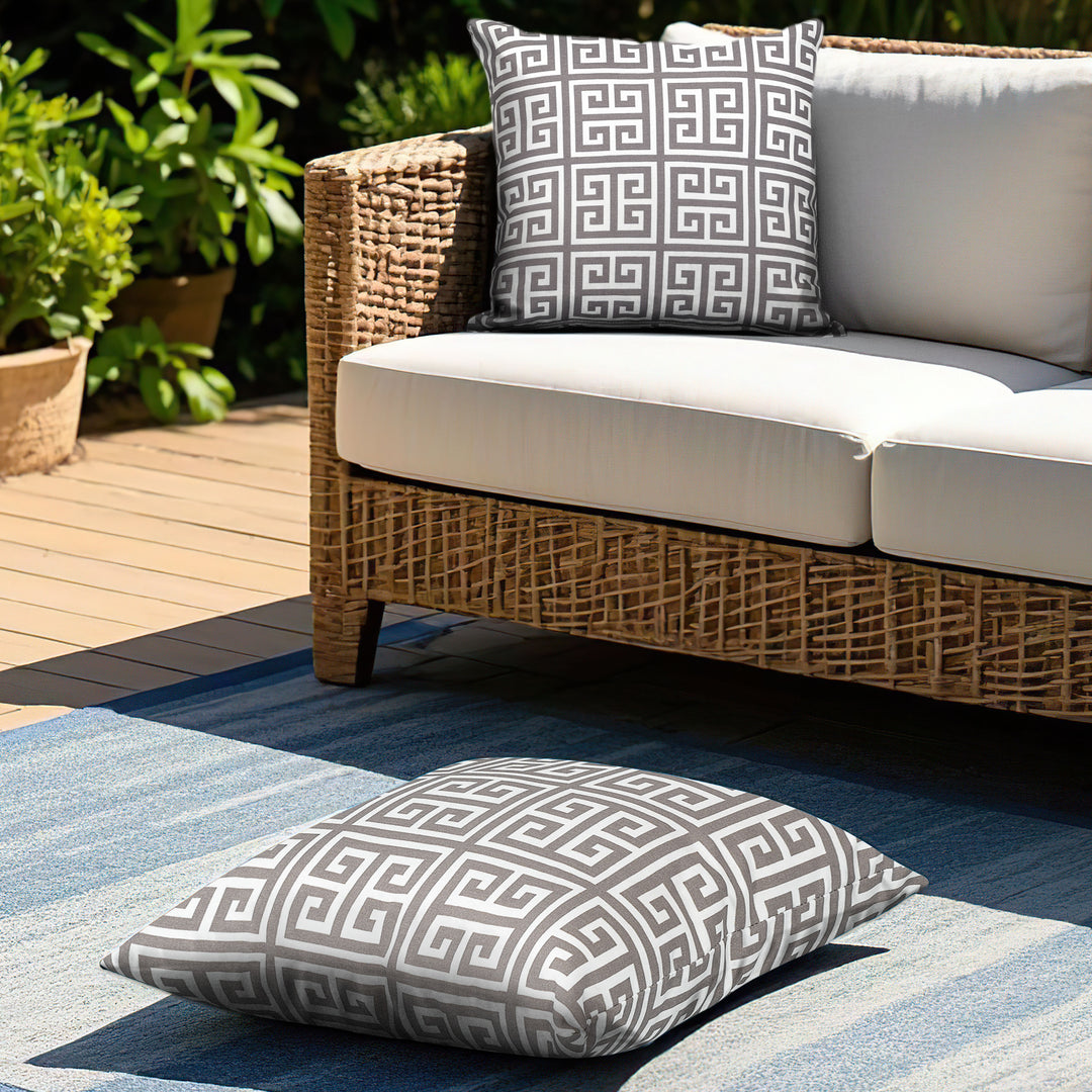 Outdoor Patio Water-Resistant Throw Pillows Set of 2, Meander Pattern