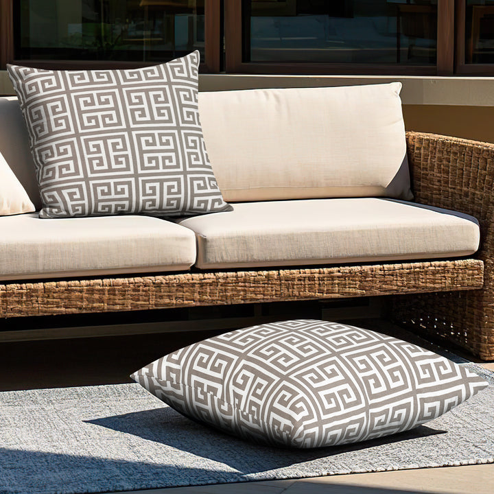 Outdoor Patio Water-Resistant Throw Pillows Set of 2, Meander Pattern