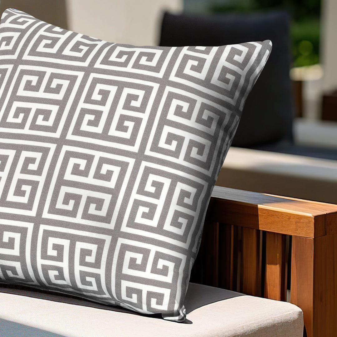 Outdoor Patio Water-Resistant Throw Pillows Set of 2, Meander Pattern